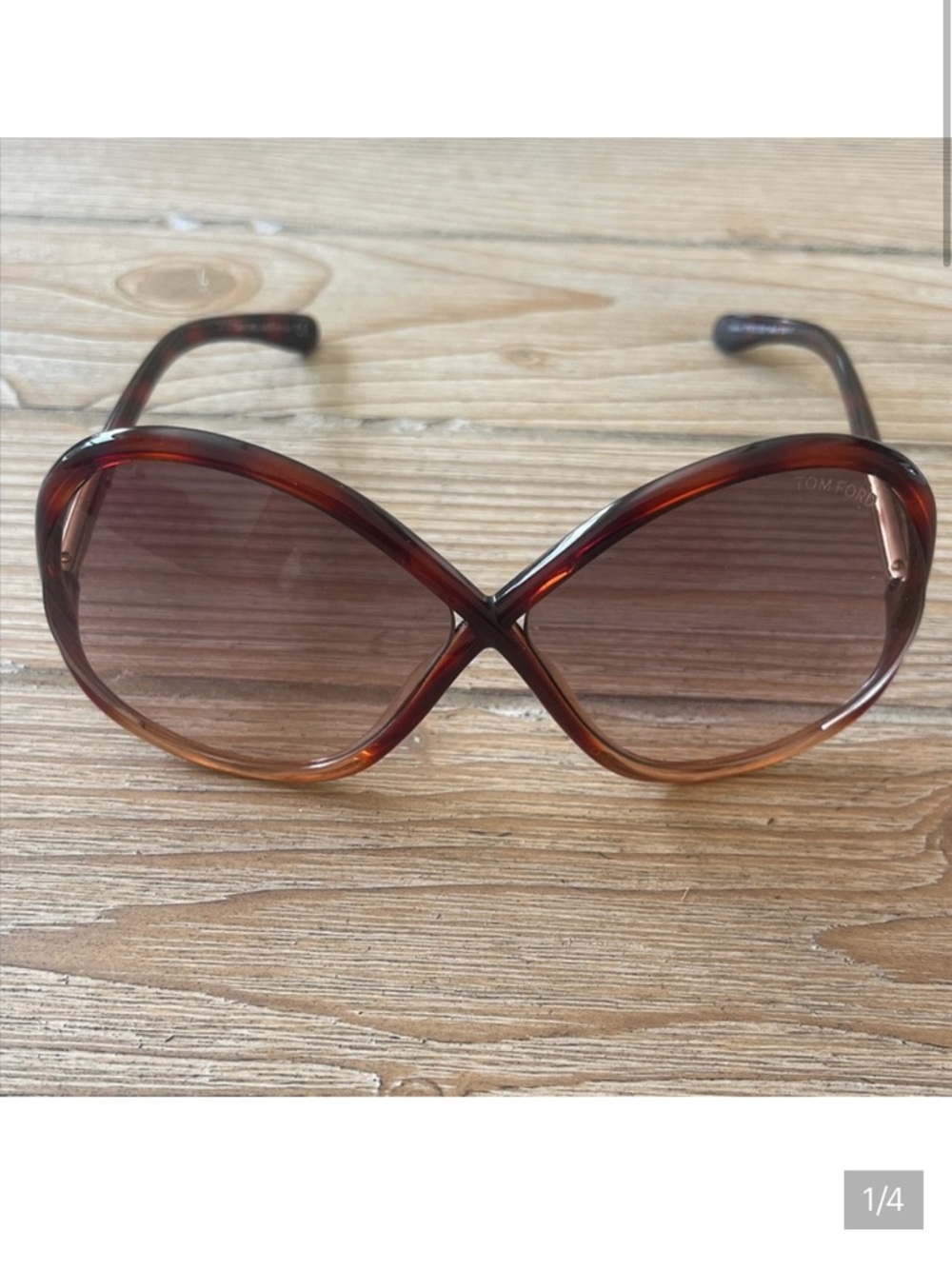 Tom Ford Oversized Women's Tortoiseshell Brown Gradient Sunglasses